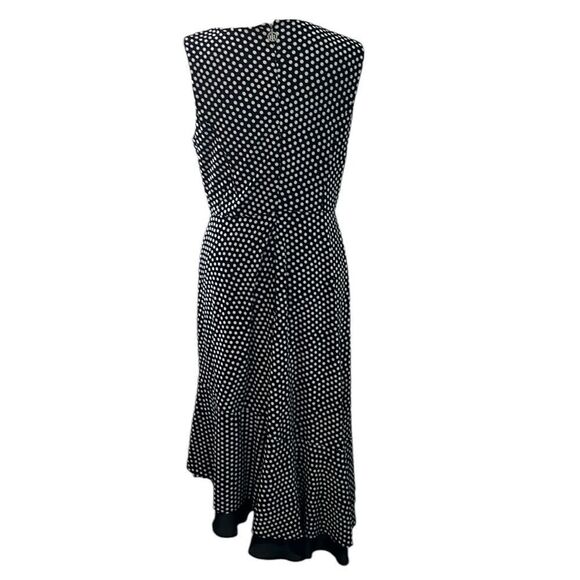 Tommy Hilfiger sz6 asymmetrical blue&white polka dot sleevelss back zip midi EUC - Picture 3 of 12